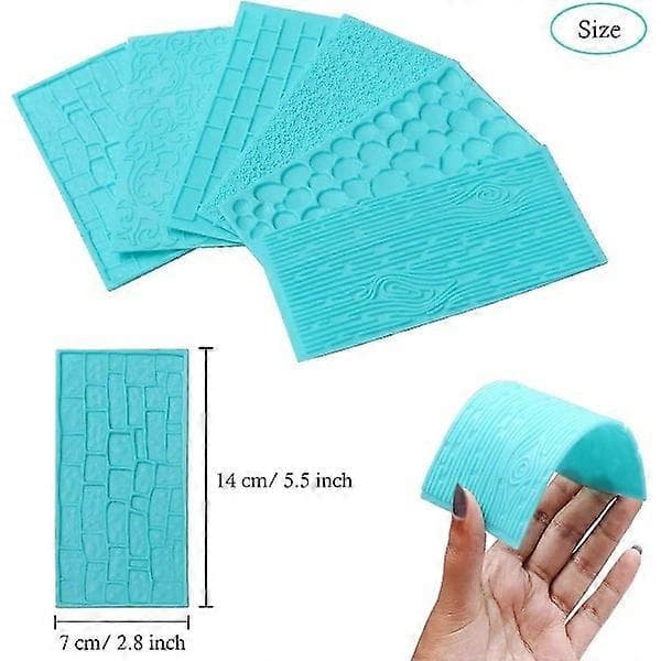 6-delt Fondant Pregematte Sett, Kakepynt Teksturformer