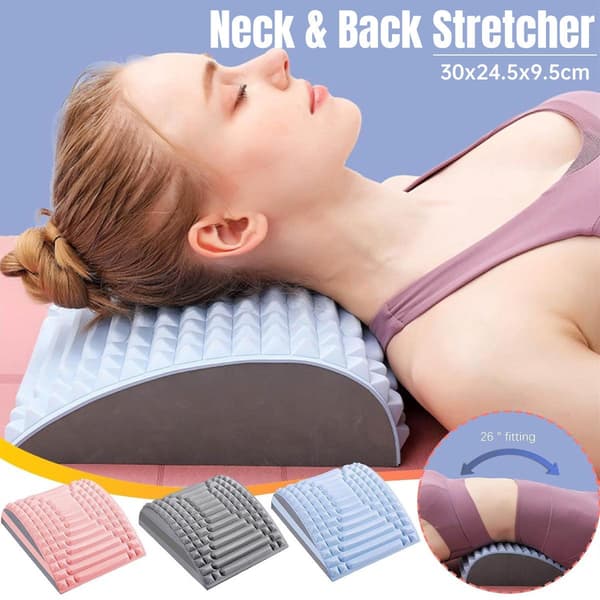 Ergonomisk nack- och ryggstödssträckare för avslappning och hållning, grå