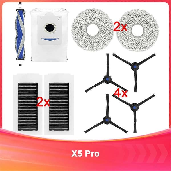 For Sweeper X5 Pro Hovedsidebørste Oppvaskklut Støvpose Filter Støvsuger Tilbehør