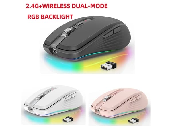 2.4G Dual-Mode Trådløs Mus Bluetooth 5.1 Stillegående Datamus ABS