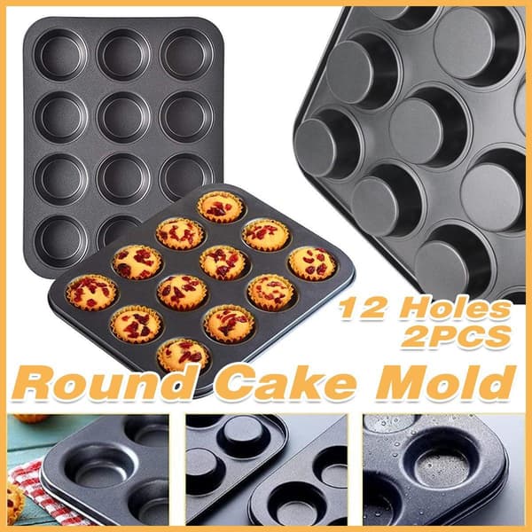 2 stk. 12-hulls rund kakeform bakeform for DIY kakebaking og bakeverktøy