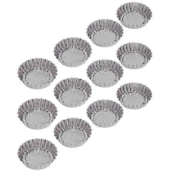 12 STK Eggterteformer i rustfritt stål, runde bakverkkopper for baking
