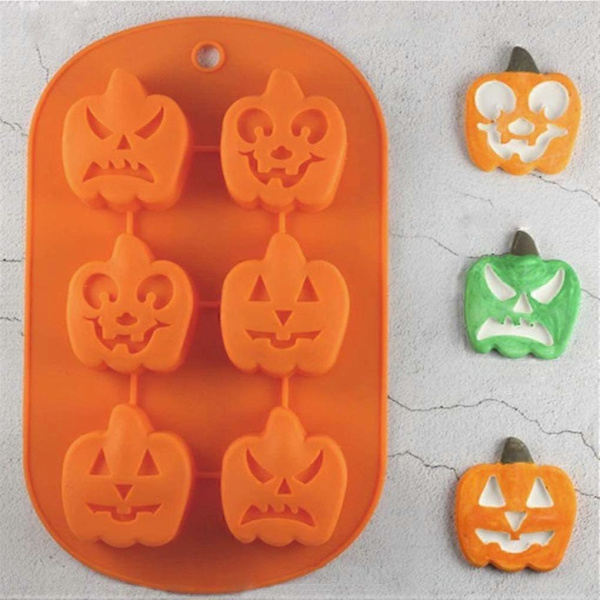 Kageform Græskarformet Silikone Chokolade Bageform til Isbit Halloween Bageværktøj