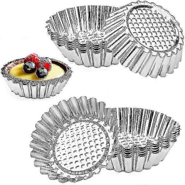 20-pak 3,7-tommer cupcakeforme i rustfrit stål, tærteforme