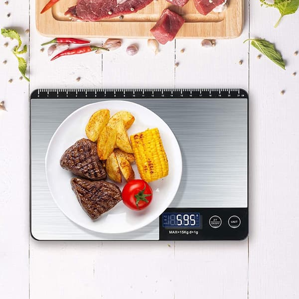 Bärbar köksvåg, 1 kg, hög precision, med timer.