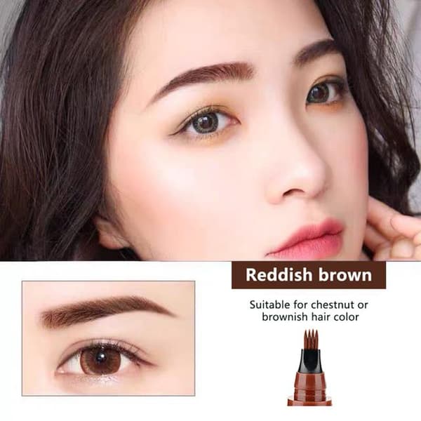 Vattentät 4D Ögonbrynspenna med Microblade Borste Red-brown