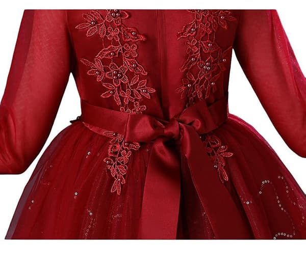 Flickklänning Prinsessa Spets Bröllop Balklänning red 150