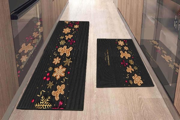 2 stk. julekøkken vaskbar rektangulær gulvmåtte - Stil 6 50×80 + 50×120cm