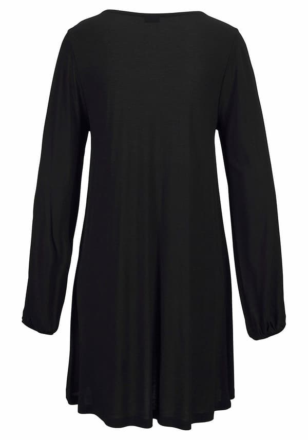 Dammode Casual V-ringad Långärmad Lös A-linje Strandklänning DARK-BLUE M