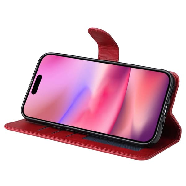 iPhone 16 PU læderpung etui - Flere farver RED