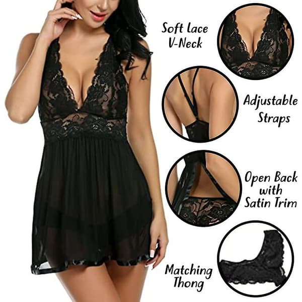 Sexy V-hals blonde pyjamas BLACK M