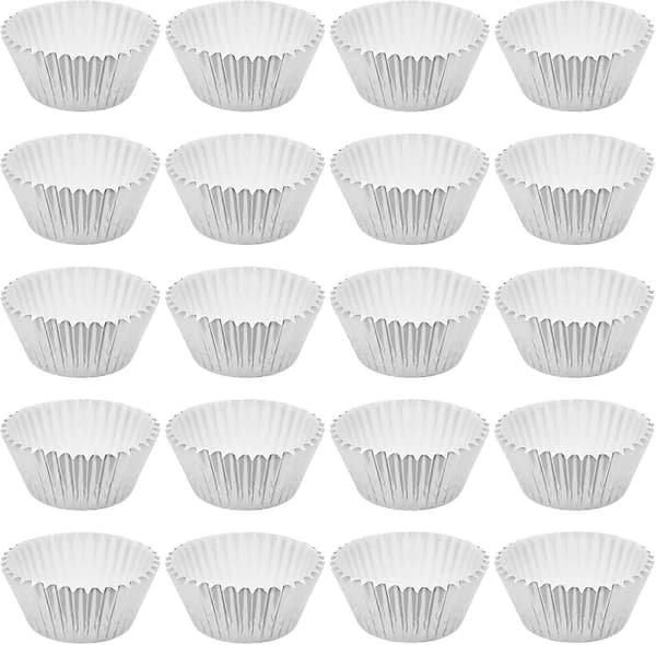 100 sølvfolie cupcakeforme, metalliske bagekopper