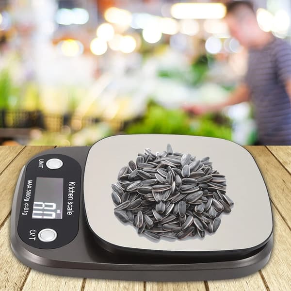 5 kg multifunksjonell digital kjøkkenvekt i rustfritt stål