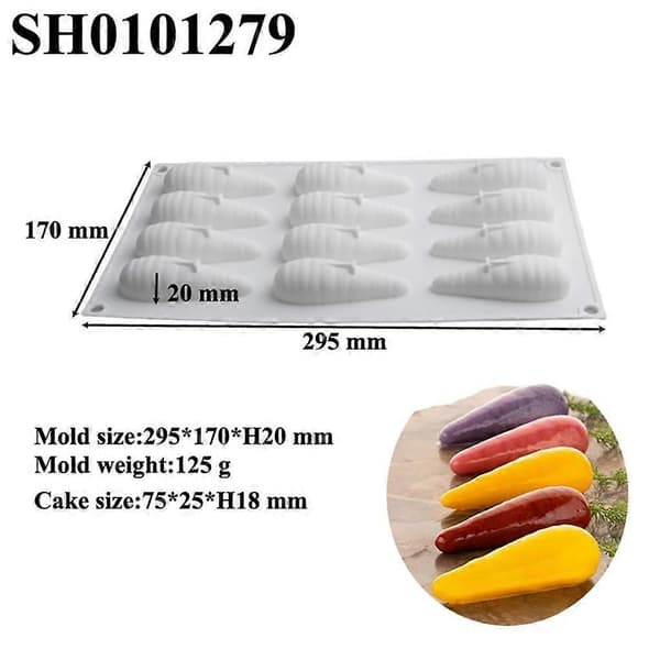 Utsøkt utførelse silikonkakeform for baking 12 hull gulrotfondantkake gulrotformmousse