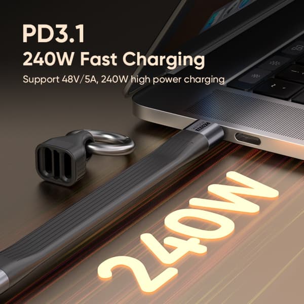 USB C til USB C-kabel, PD240W, 40 Gbps, 8K@60Hz, hurtig opladning og dataoverførsel, kompatibel med Apple Samsung Huawei, sort