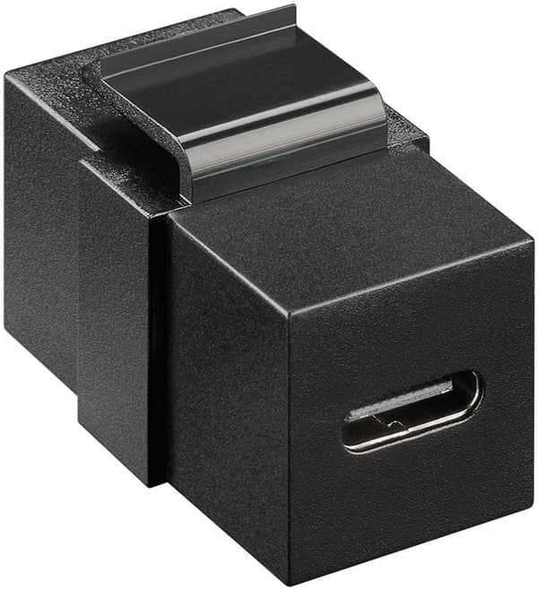 USB-C Keystone-kobling, sort, USB 3.2 Gen 2 10 Gbps, 100 W PD, 4K 60 Hz, snap-in