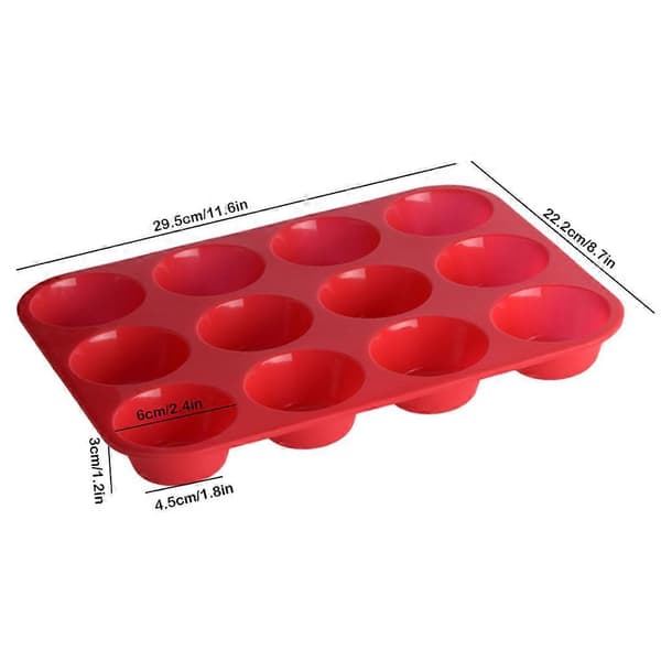 Silikone kageform 12 til isterning bageplade DIY cupcake chokolade muffin kop non-stick donut form rød