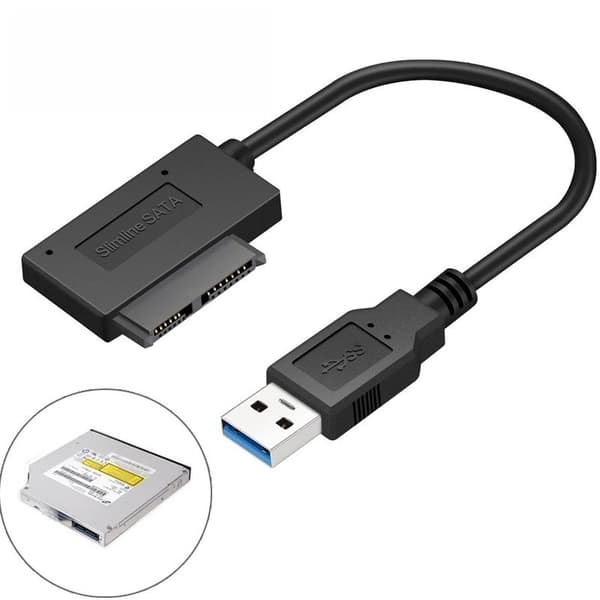 SATA til USB 3.0-adapterkabel for bærbar optisk stasjon, ekstern 7+6-pinners omformer