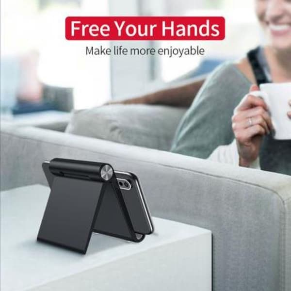 Justerbart telefon-/nettbrettstativ for iPhone iPad, bærbar mobilholder White