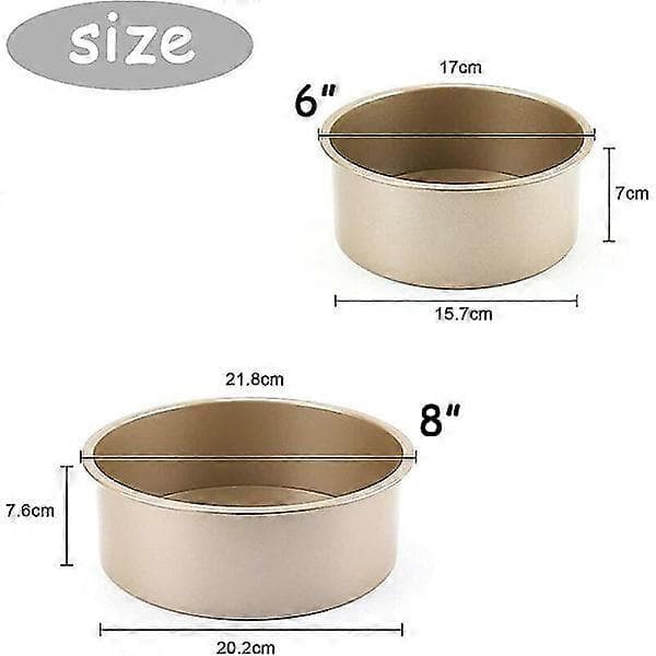 2-delat runt kakformsset, 6\" & 8\" Två-lagers bakformar