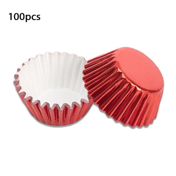 100 stk. Cupcake Papirforme Non-Stick Muffins Bageforme Til Hjemmekøkken Bageudstyr red