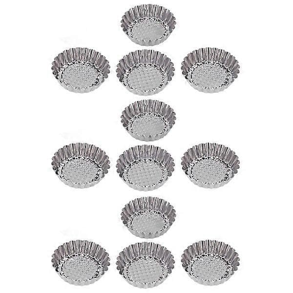 12 STK Eggterteformer i rustfritt stål, runde bakverkkopper for baking