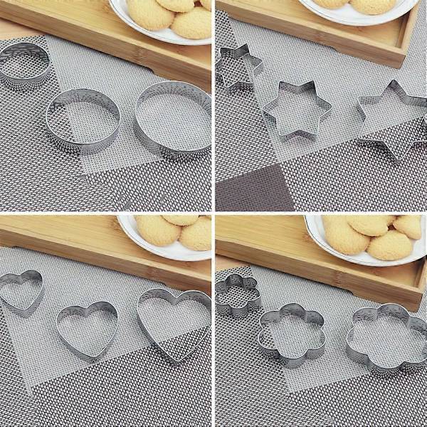 Bageforme Blomsterform Rustfrit Stål Æggeform Køkken Cookie DIY Forme Sæt Round shape