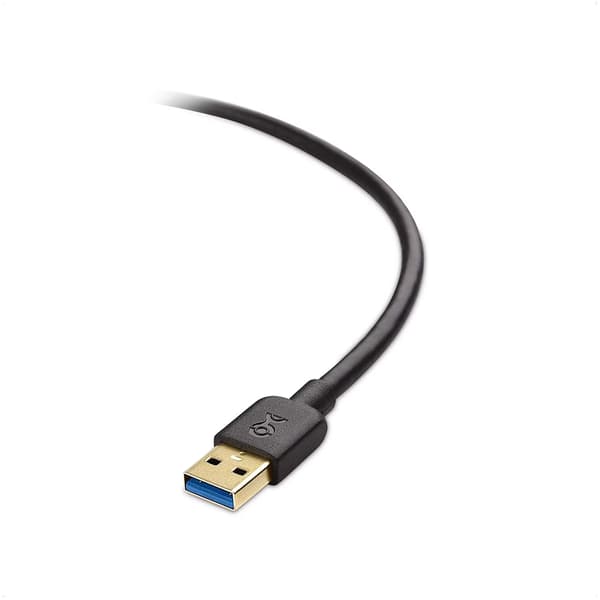 USB 3.0-kabel hann til hann, 3 meter, svart, gullbelagt SuperSpeed dataoverføring