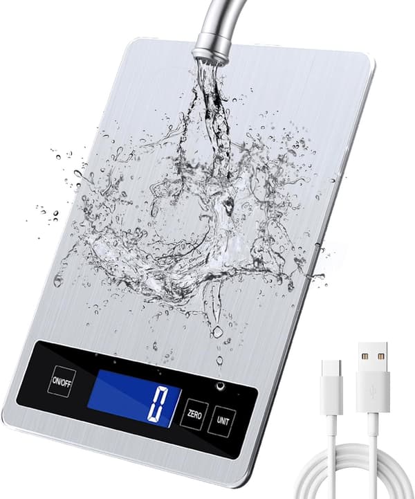 3 kg digital køkkenvægt, LCD-display, rustfrit stål
