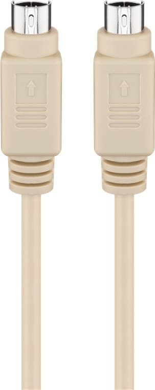 PS/2-kabel för tangentbordsmus, Mini-DIN 6-stift, beige, 5m, rund kabel