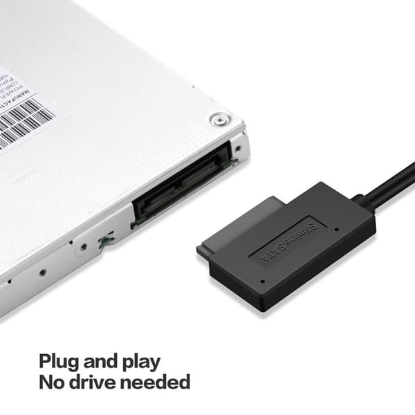 SATA til USB 3.0 adapterkabel til bærbar optisk drev, ekstern 7+6-benet konverter