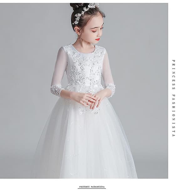 Flickklänning Prinsessa Spets Bröllop Balklänning white 150