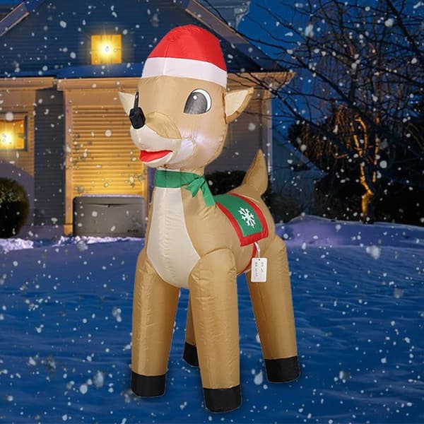 Oppusteligt julerensdyr med LED-lys til haven, polyester Australian regulations