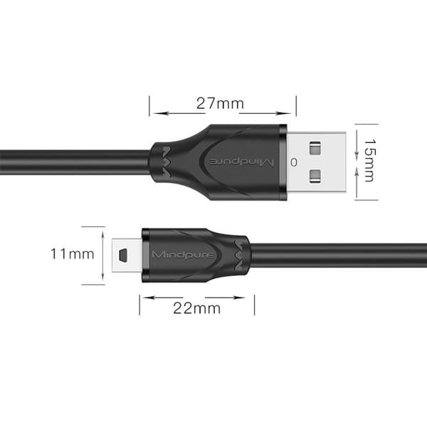 USB 2.0 - Mini 5-nastainen datakaapeli Android MP3:lle, 3m, musta, nopea tiedonsiirto