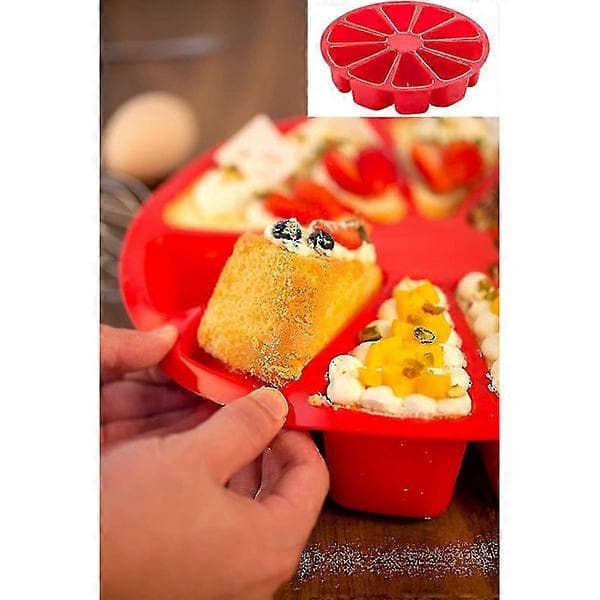 Røde silikone cupcakeforme, 10 non-stick trekantede huller