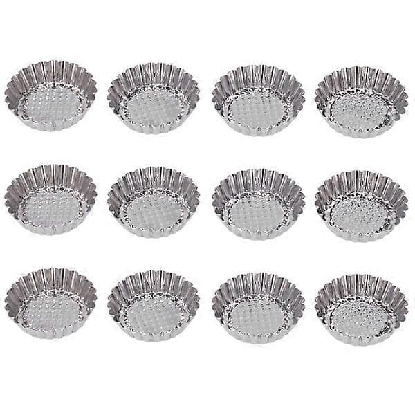 12 STK Eggterteformer i rustfritt stål, runde bakverkkopper for baking