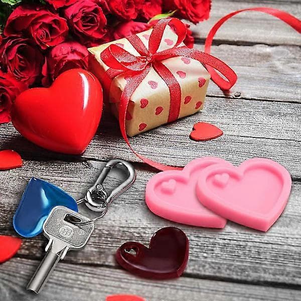 Valentinsdag Hjerte Nøkkelring Form Sett med 4