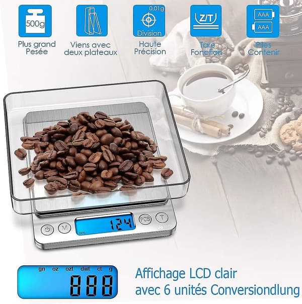 Minikeittiövaaka, 500g, LCD-näyttö