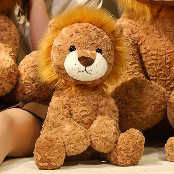 Simulerande hukande stor lejon docka hem lejon ornament plysch docka zoo