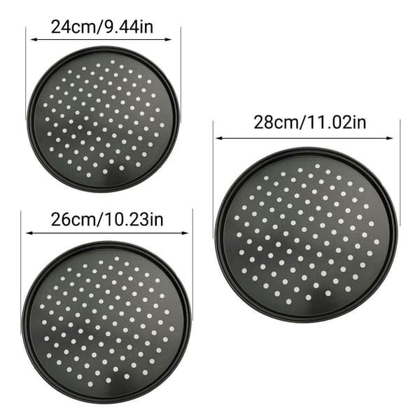 3 st Pizzaform Non-Stick Krispbricka Ugnsbakning Med Hål 24-28CM