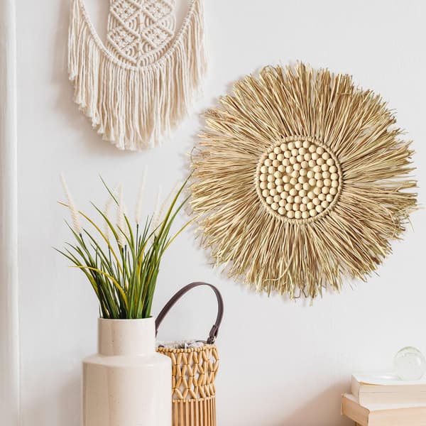 Boho Vävd Macramé Väggbonad Liten Rund Dekor Cirkulär Heminredning Konst Accent