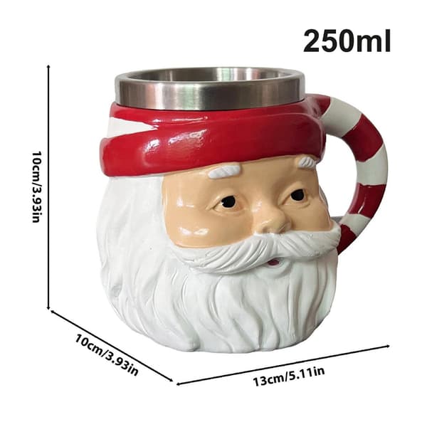 Julekrus med julemandsdesign, rustfrit stål, 250 ml, 13x10x10 cm