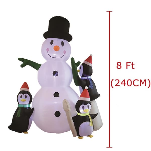 Oppustelig julepingvin-stabel med snemand, 2,4 m LED-dekoration til haven Us regulations