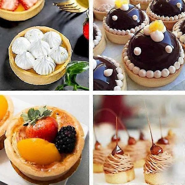 4-pack 2,4\" pajformar i rostfritt stål, perforerade kak- och mousseformar