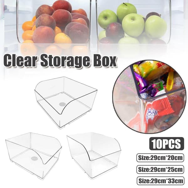 10 st Klar Plast Förvaringslåda Set Matvaruaffär Display Organizer Behållare S