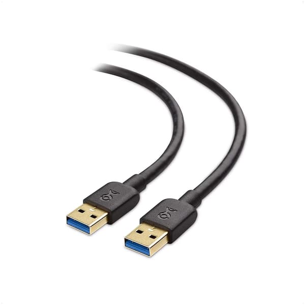 USB 3.0-kabel hann til hann, 3 meter, svart, gullbelagt SuperSpeed dataoverføring