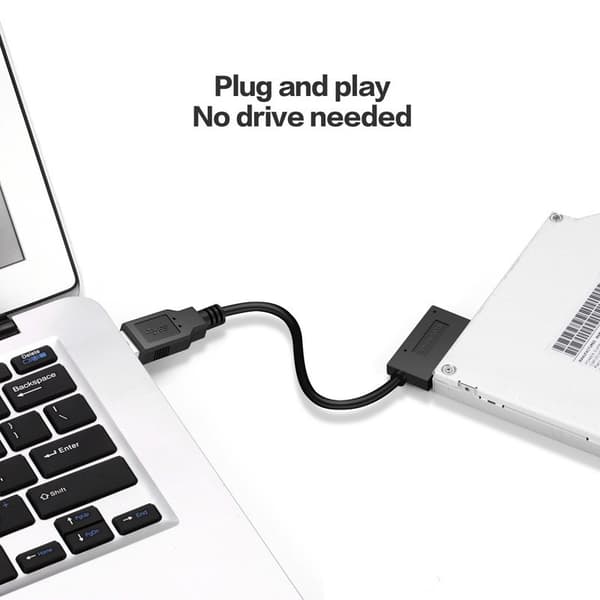 SATA til USB 3.0 adapterkabel til bærbar optisk drev, ekstern 7+6-benet konverter
