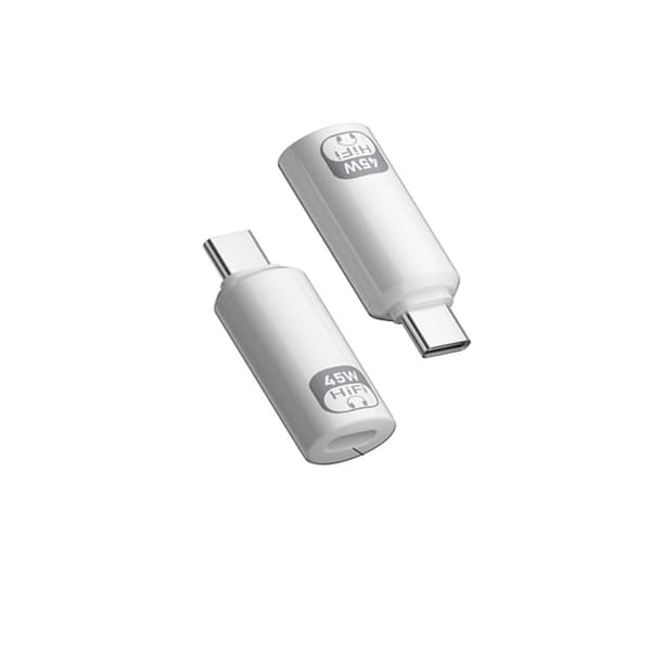 3-in-1 Lightning–USB-C-sovitin iPhonelle, pikalataus ja Hi-Fi-ääni, valkoinen