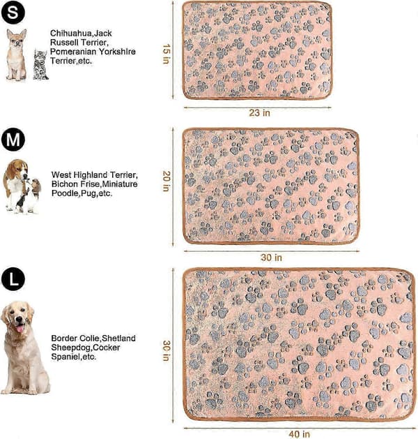 3 bløde varme tæpper, til hvalpe og små hunde 60 x 40 cm