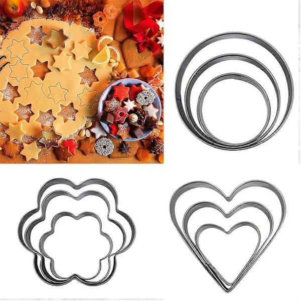 Bageforme Blomsterform Rustfrit Stål Æggeform Køkken Cookie DIY Forme Sæt Heart-shaped